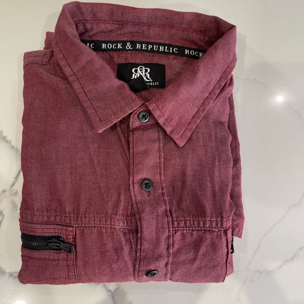 Rock & Republic Maroon Long Sleeve Button Up